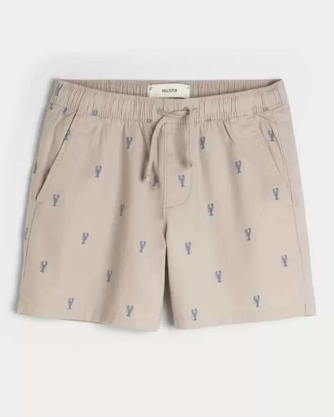 Mid-Thigh Lobster Pattern Pull-On Shorts