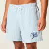 Mid-Thigh Seersucker Volley Swim Shorts