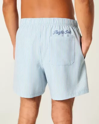 Mid-Thigh Seersucker Volley Swim Shorts