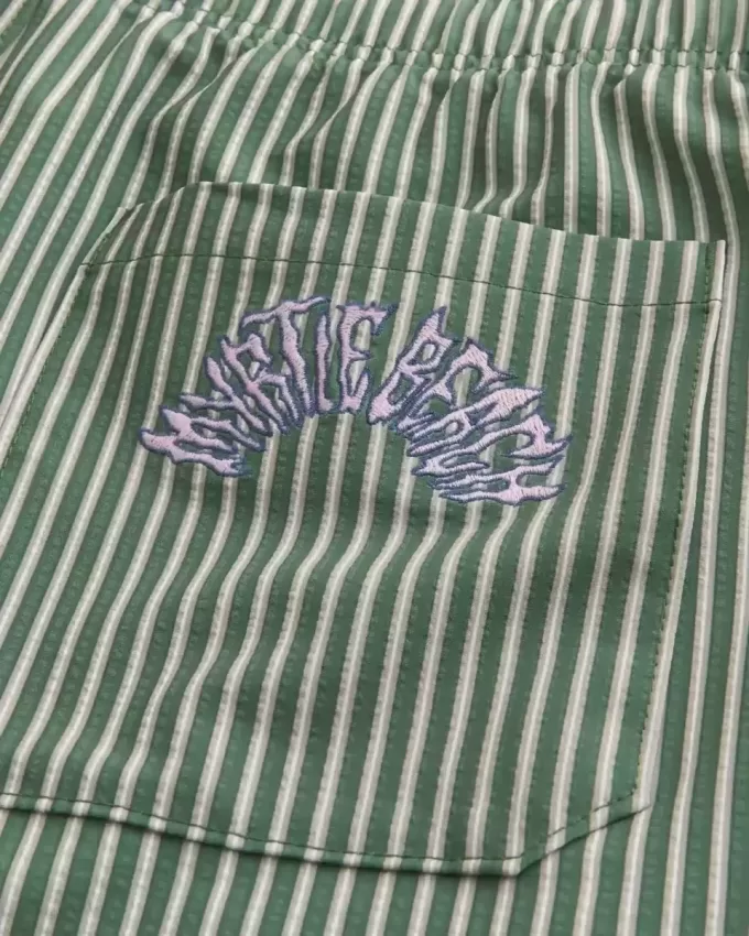 Mid-Thigh Seersucker Volley Swim Shorts