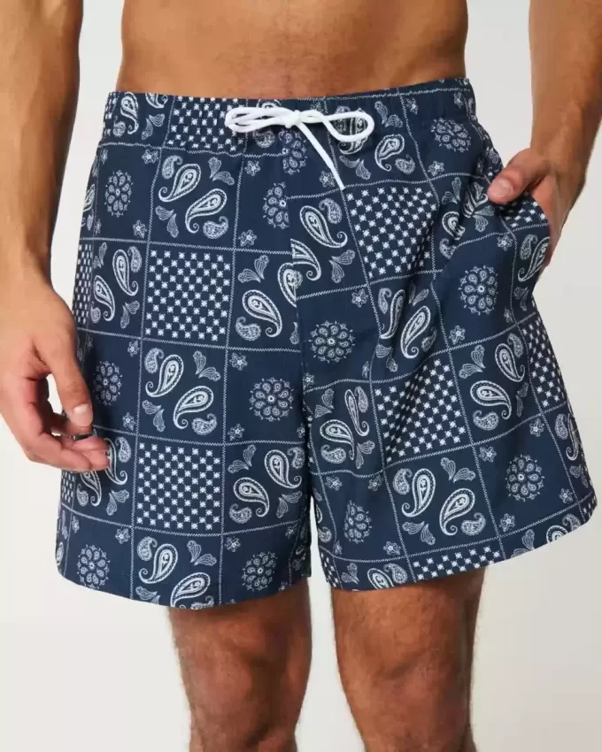 Mid-Thigh Seersucker Volley Swim Trunks