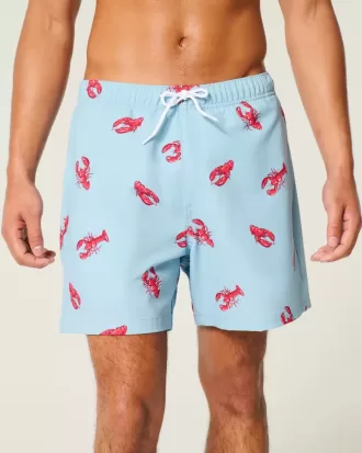 Mid-Thigh Seersucker Volley Swim Trunks