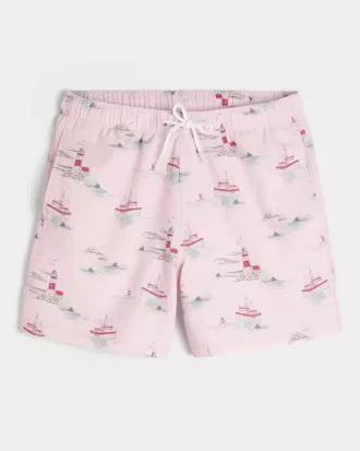 Mid-Thigh Seersucker Volley Swim Trunks