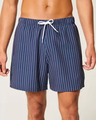 Mid-Thigh Seersucker Volley Swim Trunks