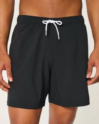 Mid-Thigh Seersucker Volley Swim Trunks