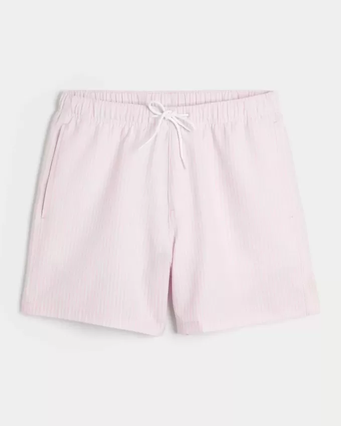 Mid-Thigh Seersucker Volley Swim Trunks