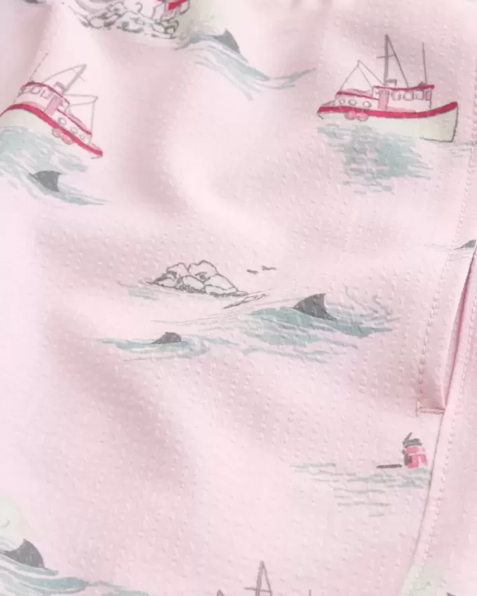 Mid-Thigh Seersucker Volley Swim Trunks