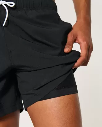 Mid-Thigh Seersucker Volley Swim Trunks