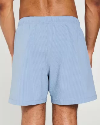 Mid-Thigh Seersucker Volley Swim Trunks