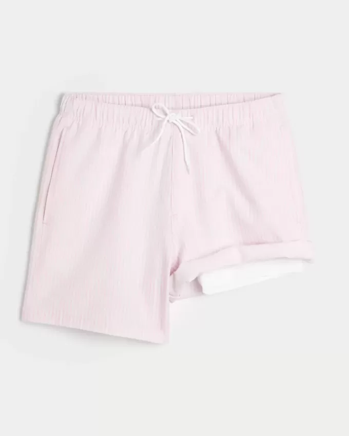Mid-Thigh Seersucker Volley Swim Trunks