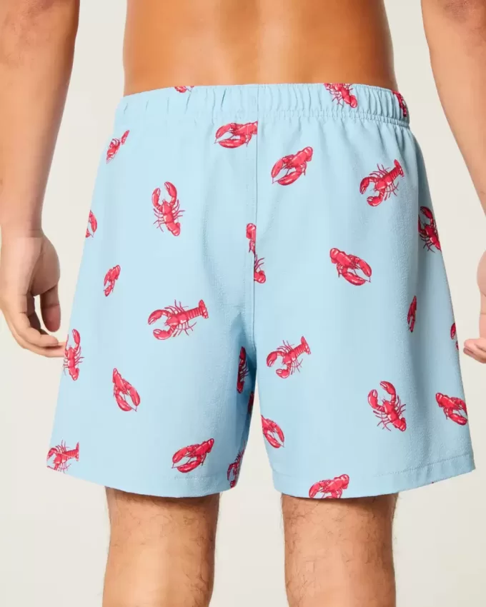 Mid-Thigh Seersucker Volley Swim Trunks