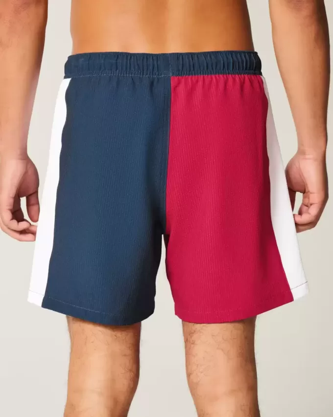 Mid-Thigh Seersucker Volley Swim Trunks