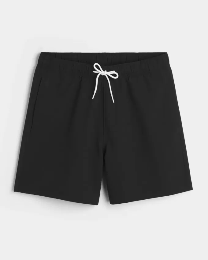 Mid-Thigh Seersucker Volley Swim Trunks