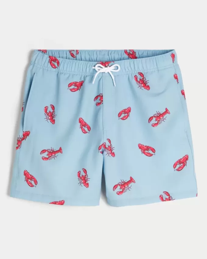 Mid-Thigh Seersucker Volley Swim Trunks