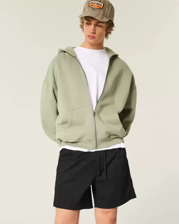 Mid-Thigh Twill Pull-On Shorts