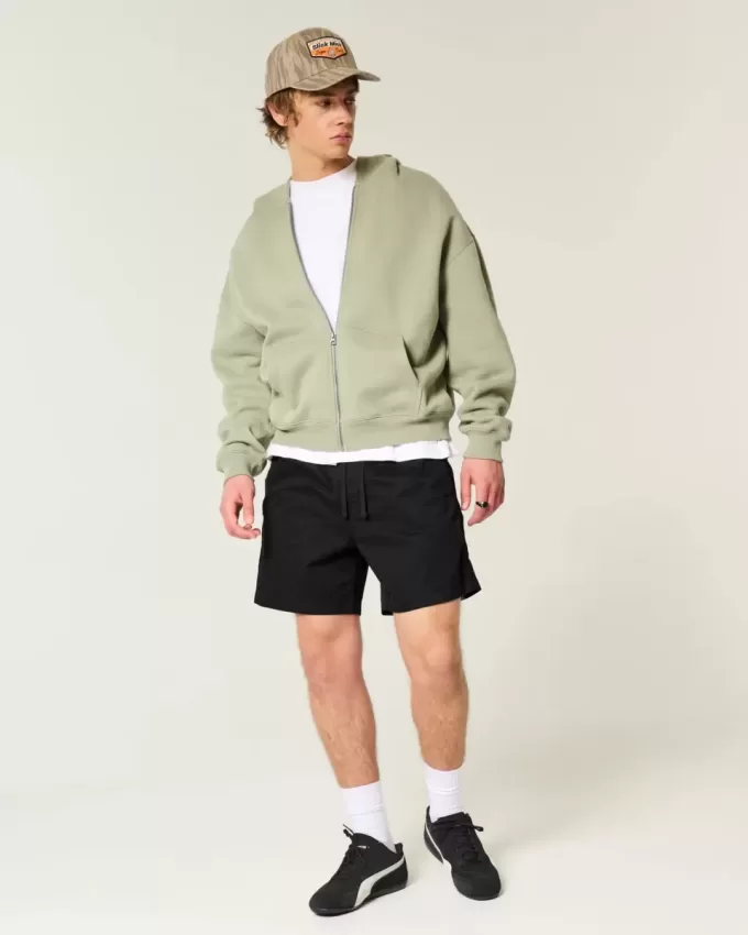 Mid-Thigh Twill Pull-On Shorts