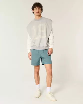 Mid-Thigh Twill Pull-On Shorts