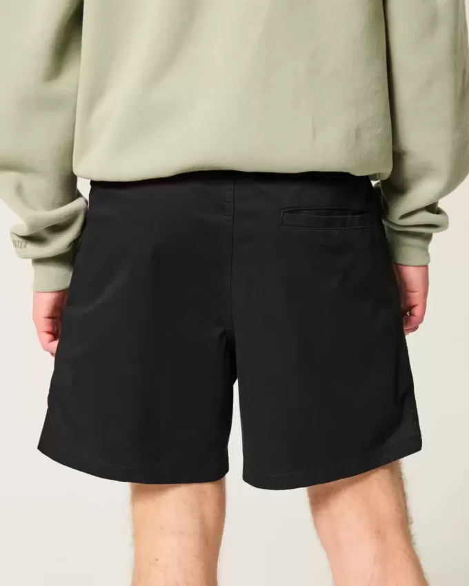 Mid-Thigh Twill Pull-On Shorts