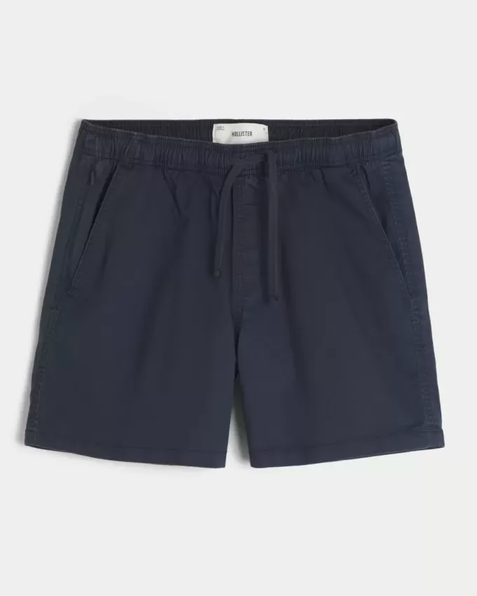 Mid-Thigh Twill Pull-On Shorts