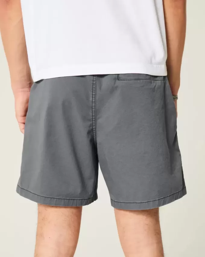 Mid-Thigh Twill Pull-On Shorts