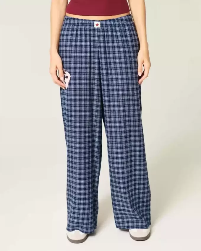 Number Graphic Baggy Flannel Pants