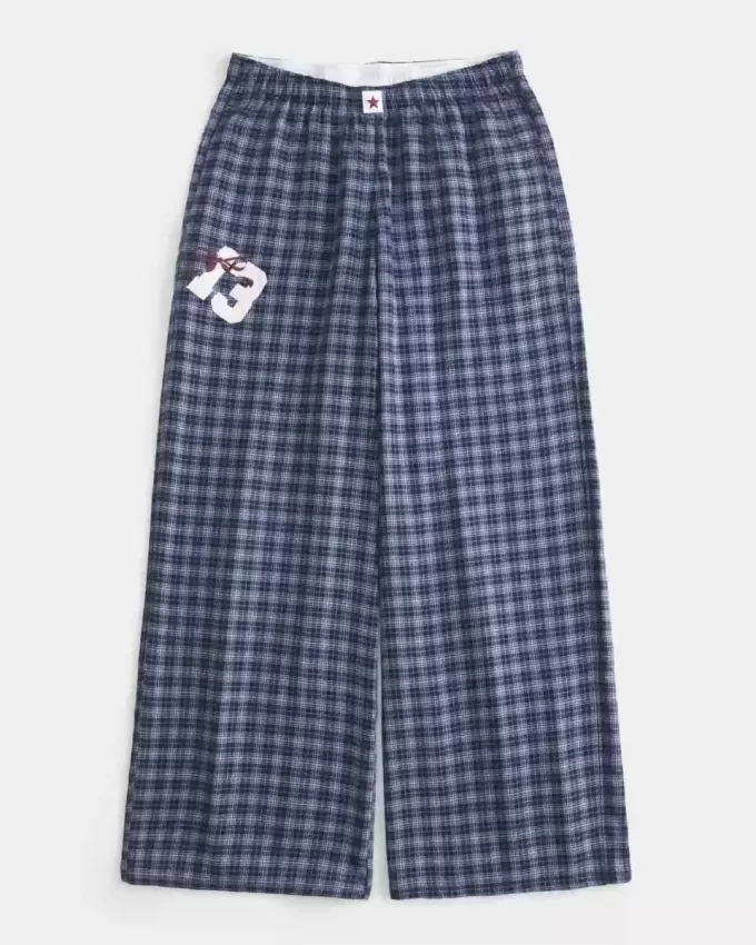 Number Graphic Baggy Flannel Pants