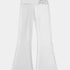 Number Graphic Foldover Waist Flare Pants