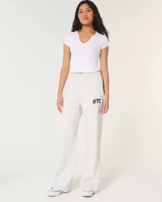 NYC Graphic Fleece Wide-Leg Pants