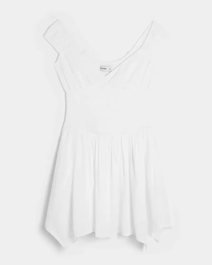 Off-the-Shoulder Asymmetrical Hem Mini Dress
