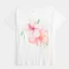 Off-the-Shoulder Hibiscus Graphic Tee