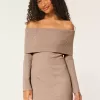 Off-the-Shoulder Skater Sweater Dress