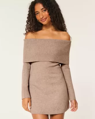 Off-the-Shoulder Skater Sweater Dress