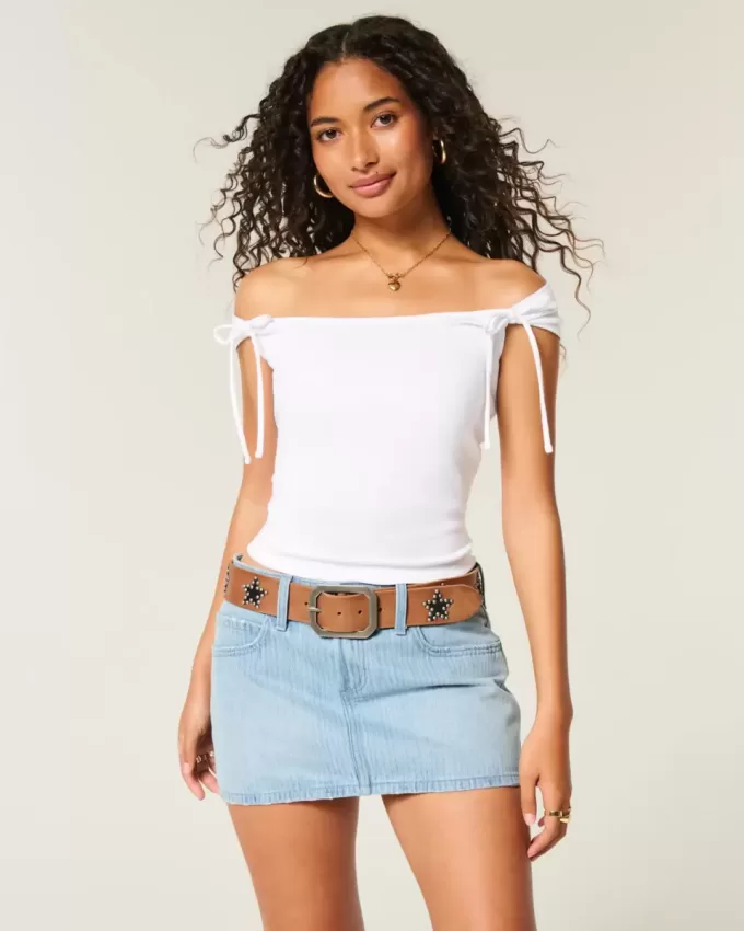 Off-the-Shoulder Tie Sleeve Top
