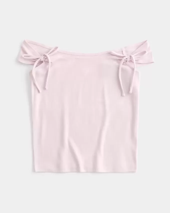 Off-the-Shoulder Tie Sleeve Top