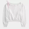 Off-the-Shoulder Tie Sweatshirt