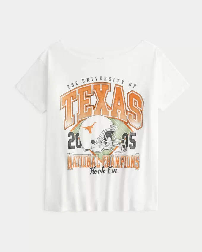 Off-the-Shoulder University of Texas at Austin Longhorns Graphic Tee