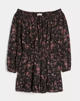 On/Off-the-Shoulder Woven Dress