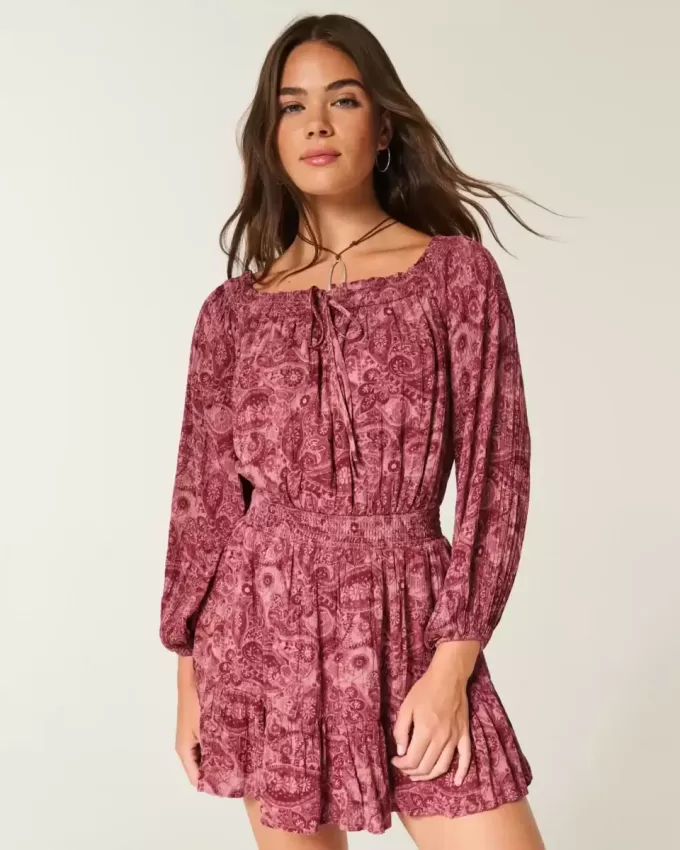 On/Off-the-Shoulder Woven Dress