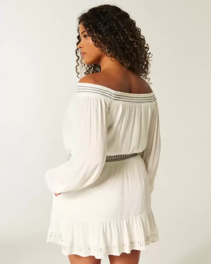 On/Off-the-Shoulder Woven Dress