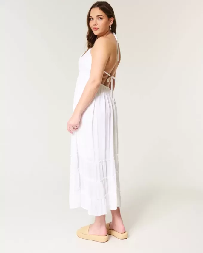 Open Back Halter Maxi Dress