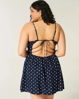 Open-Back Linen-Blend Mini Dress