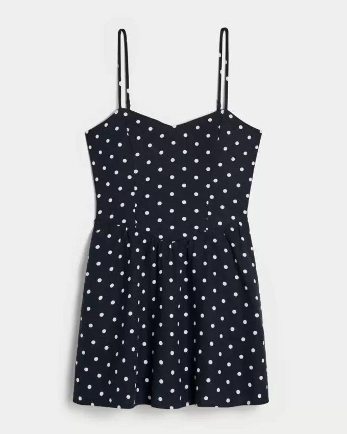 Open-Back Linen-Blend Mini Dress