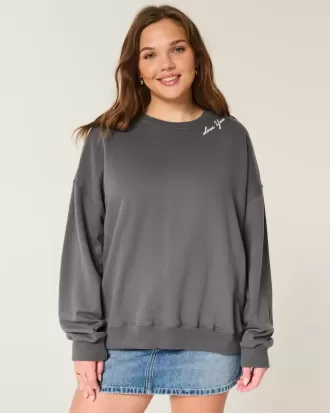 Oversized Angel Wings Graphic Crew Sweatshirt