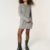 Oversized Cable-Knit Crew Sweater Dress