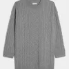 Oversized Cable-Knit Crew Sweater Dress
