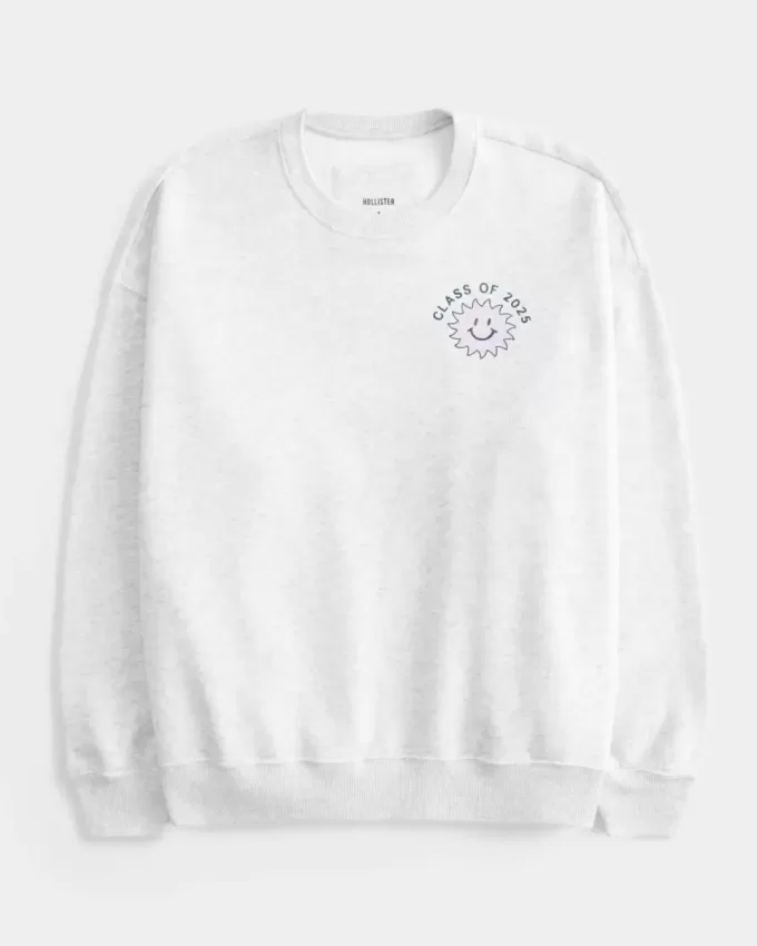 Oversized Class of 2025 Grad Graphic Crew Sweatshirt