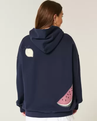 Oversized Fruit Graphic Hoodie