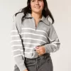 Oversized Half-Zip Graphic Sweater
