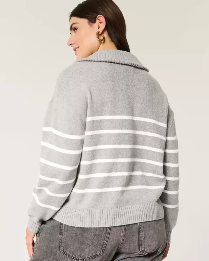 Oversized Half-Zip Graphic Sweater