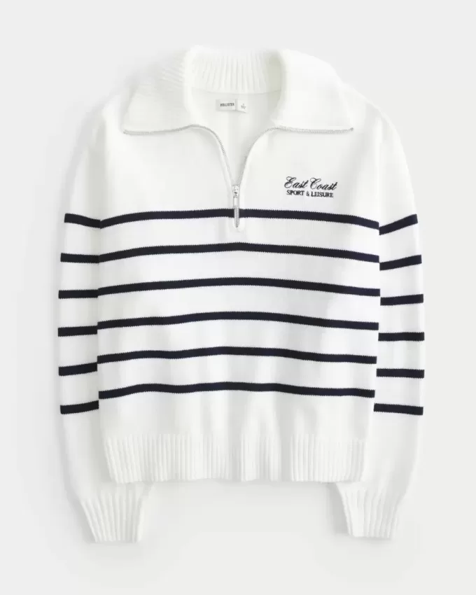 Oversized Half-Zip Graphic Sweater